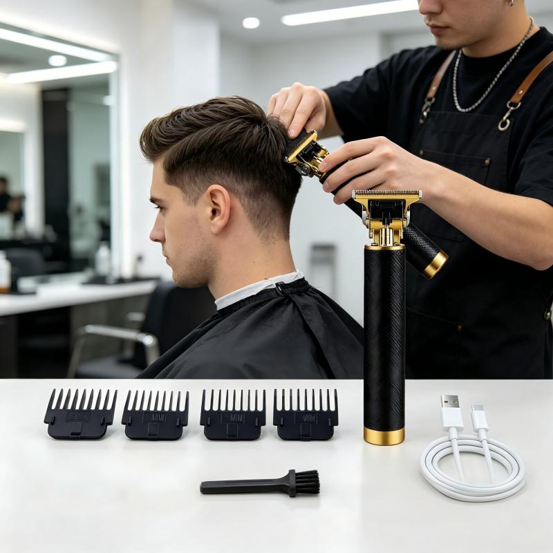 Men'S Grooming Brush - Textured Cordless Hair Trimmer USB Recharge