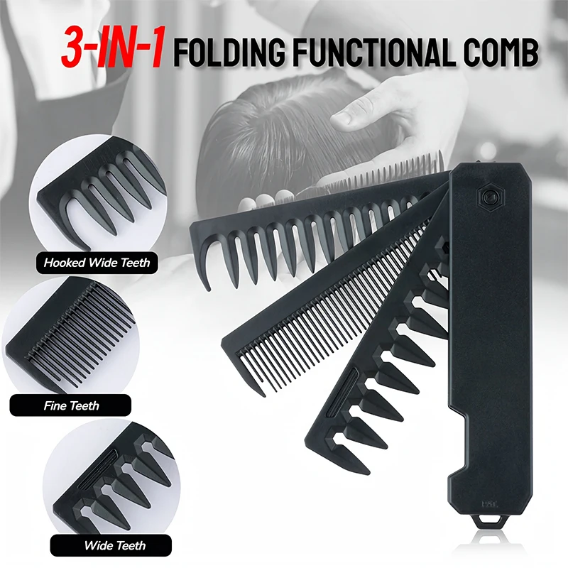 3-in-1 Folding Beard Comb for  - огляд і ціна Mens Grooming Kit Gift