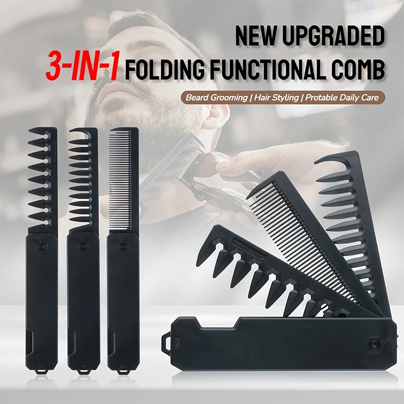 3-in-1 Folding Beard Comb for  - огляд і ціна Mens Grooming Kit Gift